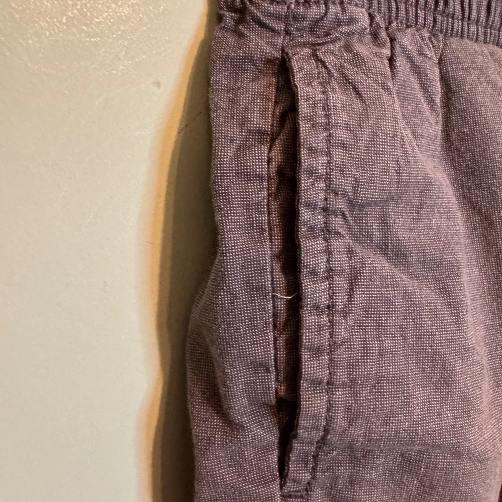 Old Navy Boys Gray Linen Blend Elastic Waist Drawstring Shorts L 10-12